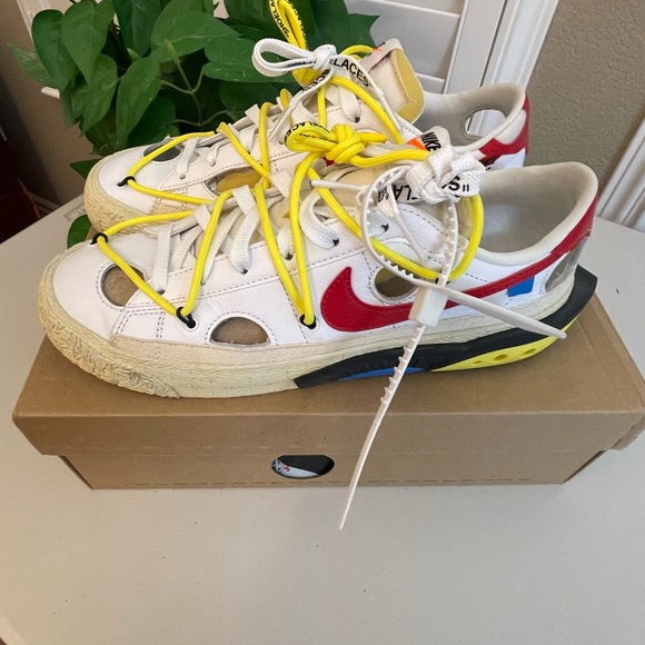 Nike Off-White X Blazer Low White University Red Size: 9 - Picture 3 of 11